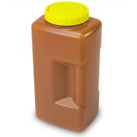 24 Hour Urine Collection Container, 2000mL (2 Liter), Affixed Screwcap, Amber