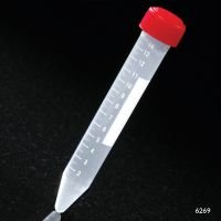 Centrifuge Tube, 15mL, Attached Red Screw Cap, PP, Printed Graduations, Sterile