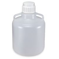 Carboys, Round with Handles, PP, White PP Screwcap, 10 L, 15 L, 20 L, 25 L, 50 L, Molded Graduations, Autoclavable