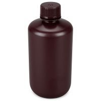 Narrow Mouth, Boston Round, Amber HDPE with Amber PP Closure, 250mL