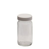 4 oz, 125mL Tall Wide Mouth Jar, 51x102mm, 48-400mm Thread, White Closure, PTFE Lined