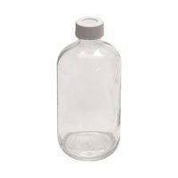 8 oz, 250mL Clear Septum Bottle, 60x136mm, 24-400mm Open Top Black PP Cap