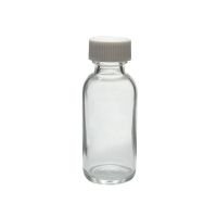 1 oz, 30mL Clear Boston Round - Precleaned & Certified,31x79mm, 20-400mm Thread, White Closure