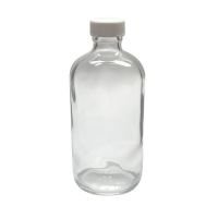 8 oz, 250mL Clear Boston Round - Precleaned & Certified, 60x136mm, 24-400mm Thread, White Closure