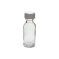1/2 oz, 15mL Clear Boston Round, 25x68mm, 18-400mm Thread, White Closure, PTFE Lined