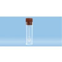 Faeces tube, with spoon, push cap, 75 x 23.5 mm, transparent