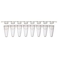 0.1mL 8-Strip Tubes, Low Profile, with Separate 8-Strip Clear Flat Caps, White