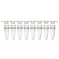 0.2mL 8-Strip Tubes, with Separate 8-Strip Clear Flat Caps, Natural