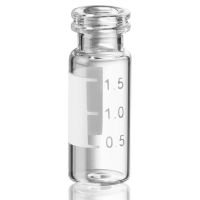 Chromatography Vial, 2mL, Clear Glass, Snap Closure, 11mm Large Opening, 12x32mm, White Marking Spot