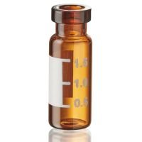Chromatography Vial, 2mL, Amber Glass, Crimp Closure, 11mm Large Opening, 12x32mm, White Marking Spot