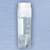 Cryo Vials, 1.0mL, STERILE, External Threads, Attached Screwcap with Co-Molded Thermoplastic Elastomer (TPE) Sealing Layer, Conical Bottom, Self-Standing