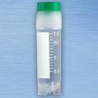 Cryo Vials, 2.0mL, STERILE, Green Cap, External Threads, Attached Screwcap with Co-Molded Thermoplastic Elastomer (TPE) Sealing Layer, Round Bottom, Self-Standing