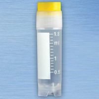 CryoClear Vials, 2.0mL, STERILE, Yellow Cap, External Threads, Attached Screwcap with Co-Molded Thermoplastic Elastomer (TPE) Sealing Layer, Round Bottom, Self-Standing