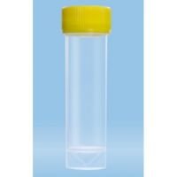 25ml Screw Cap Tube ,90 x 25mm, Polypropylene, Conical Base With Skirted Base, Yellow Cap, Sterile