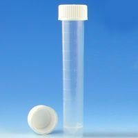 Transport Tube, 10mL, with Separate White Screw Cap, PP, Conical Bottom, Self-Standing, Molded Graduations