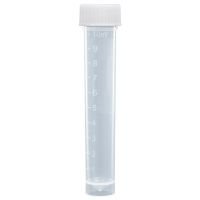 Transport Tube, 10mL, with Attached White Screw Cap, STERILE, PP, Rounded Bottom, Self-Standing, Molded Graduations