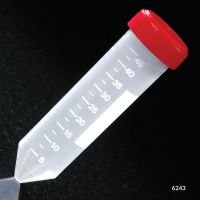 Centrifuge Tube, 50mL, with Attached Red Screw Cap, Polypropylene, Printed Graduations, STERILE