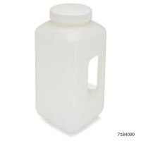 Bottles, Large Format, Wide Mouth with Handle, Square, HDPE with PP Closure, 4L