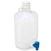 Carboy, Round with Spigot and Handles, LDPE, White PP Screwcap, 5 L,10 L, 20L, 25L, 50 L, Molded Graduations