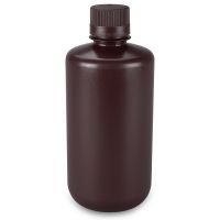 Narrow Mouth, Boston Round, Amber HDPE with Amber PP Closure, 1000mL