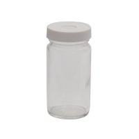 4 oz, 125mL Clear Tall Septum Jar, Assembled with Open Top White Polypropylene Closures and Septum