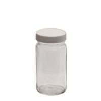 Precleaned & Certified - 4 oz, 125mL Tall Wide Mouth Jar, 51x102mm, 48-400mm Thread, White Closure, PTFE Lined
