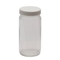 8 oz, 250mL Tall Wide Mouth Jar, 62x127mm, 58-400mm Thread, White Closure, PTFE Lined