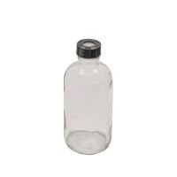 Precleaned & Certified, Narrow Mouth  - 4 oz, 125mL Clear Septum Bottle, 22-400mm Open Top Black PP Cap, PTFE/Silicone