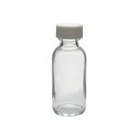 2 oz, 60mL Clear Boston Round Bottle, 20-400mm Thread, White Polypropylene Closure, Unlined