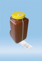 Urine container, 3 l, with inspection strip and enclosed label with instructions for use, brown, with light protection, graduated
