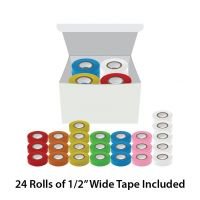 Labeling Tape, 1/2" x 500", Assorted Colors ,5 white, 4 yellow, 3 blue, 3 green, 3 orange, 3 pink, 3 red