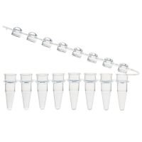 0.2mL 8-Strip Tubes, with Hinged Attached 8-Strip clear Dome caps, Natural