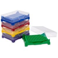 Stackable PCR Work Racks, 96 well for PCR Plates and Strips, Five Fluorescent Colors (Green, Yellow, Violet, Red, Blue)