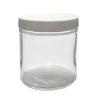 Precleaned & Certified - 16 oz, 500mL Short Wide Mouth Jar, 91x95mm, 89-400mm Thread, White Closure, PTFE Lined