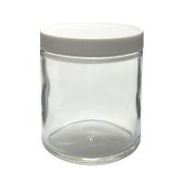 Precleaned & Certified - 8 oz, 250mL Short Wide Mouth Jar, 73x88mm, 70-400mm Thread, White Closure, PTFE Lined