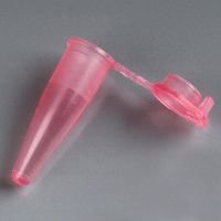 PCR Tube, 0.2mL, Thin Wall, PP, Attached Flat Top Cap, Red