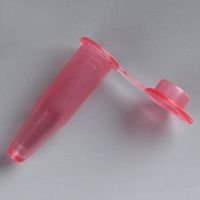 PCR Tube, 0.6mL, Thin Wall, PP, Attached Flat Top Cap, Graduated, Red