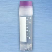 Cryo Vials, 2.0mL, STERILE, Violet Cap, External Threads, Attached Screwcap with Co-Molded Thermoplastic Elastomer (TPE) Sealing Layer, Round Bottom, Self-Standing
