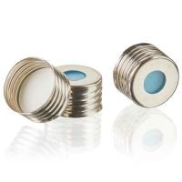 Steel/Magnetic Screw Cap for 20mL Headspace Vial, 18mm Finish, CTC Compatible, White PTFE/Blue Silicone, 1.3mm