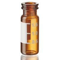 Chromatography Vial, 2mL, Amber Glass, Snap Closure, 11mm Large Opening, 12x32mm, White Marking Spot