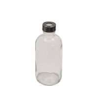 4 oz, 125mL, 22-400mmOpen Top Black PP Cap, Clear Narrow Mouth Septum Bottles