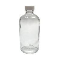 8 oz, 250mL Clear Boston Round, 60x136mm, 24-400mm Thread, White Closure
