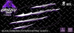 8 Mil Grizzly Grip FORCE Nitrile Gloves,Black