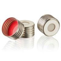  Steel/Magnetic Screw Cap for 20mL Headspace Vial, 18mm Finish, CTC Compatible, Red PTFE/White Silicone, 1.3mm