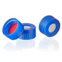 Screw Cap for 2mL Chromatography Vial, Screw Closure, 9mm Finish, Open Top Blue Cap, Bonded Red PTFE/White Silicone Septum