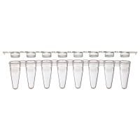 0.1mL 8-Strip Tubes, Low Profile, with Separate 8-Strip Clear Flat Caps, White