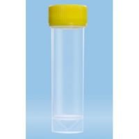 25ml Screw Cap Tube ,90 x 25mm, Polypropylene, Conical Base With Skirted Base, Yellow Cap, Sterile