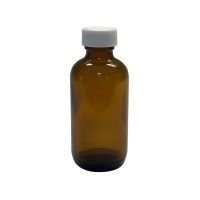 2 oz, 60mL Amber Boston Round, 39x94mm, 20-400mm Thread, Phenolic Closure/PE Cone Lined
