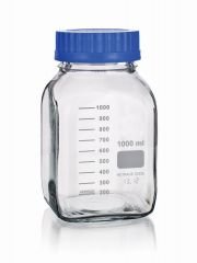 Media / Storage Bottles, Wide Mouth, Square, Borosilicate Glass