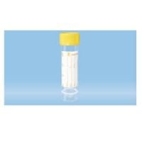 Yellow Screw cap tube, 25 ml, 90 x 25 mm, PP, with paper label,sterile